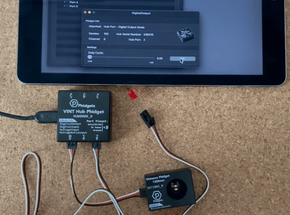 LED turning on and off based on mouse clicking in the control panel